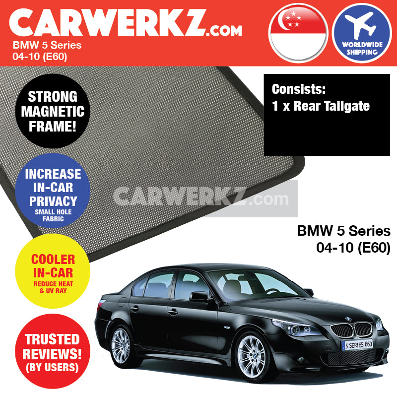 BMW 5 Series 2003-2010 5th Generation (E60) Customised Luxury Germany Sedan Car Window Magnetic Sunshades - CarWerkz