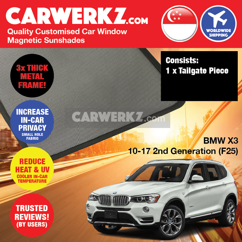 BMW X3 2011-2017 2nd Generation (F25) Customised Luxury Germany Compact SUV Car Window Magnetic Sunshades - CarWerkz