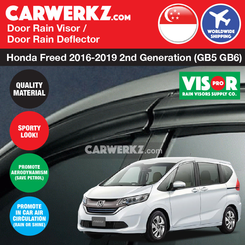 VISOR PRO Honda Freed 2016-2020 2nd Generation (GB5 GB6 GB7 GB8) Mugen Style Door Visors Rain Visors Rain Deflector Rain Guard - CarWerkz