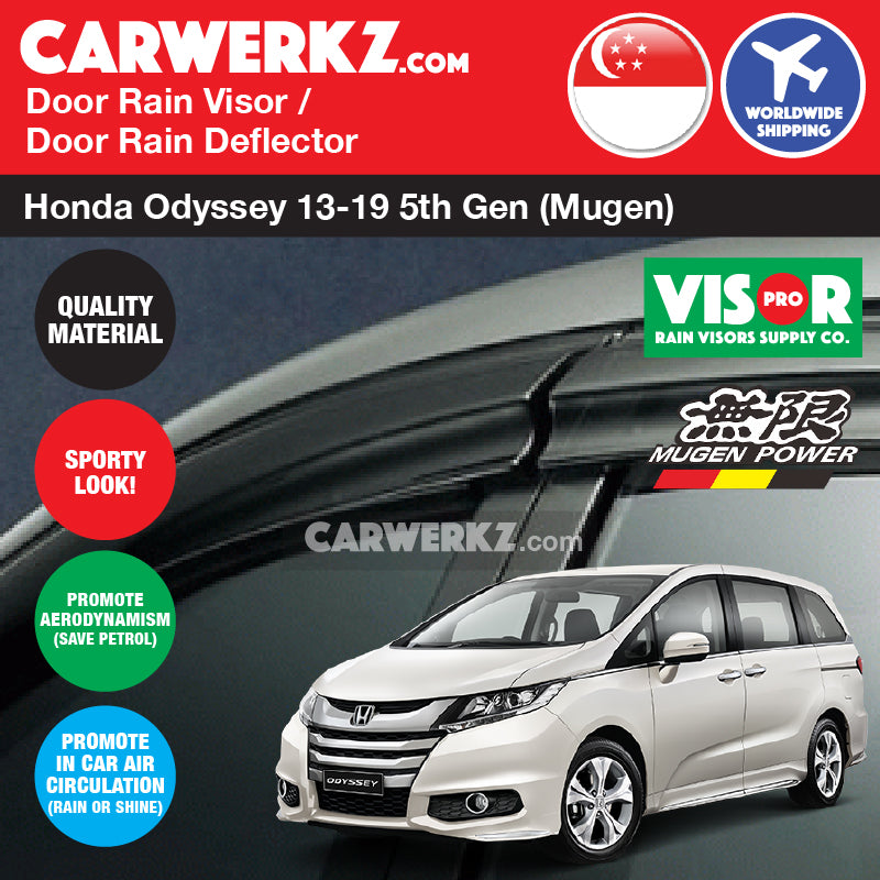 VISOR PRO Honda Odyssey 2013-2020 5th Generation (RC) Mugen Style Door Visors Rain Visors Rain Deflector Rain Guard - CarWerkz