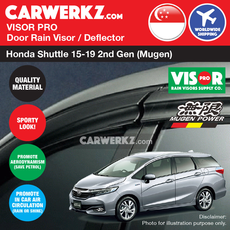 VISOR PRO Honda Shuttle 2015-2020 2nd Generation Mugen Style Door Visors Rain Visors Rain Deflector Rain Guard - CarWerkz
