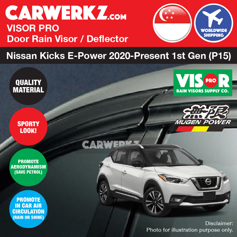 VISOR PRO Nissan KICKS E POWER 2016-2023 1st Generation Door Visors Rain Visors Rain Deflector Rain Guard