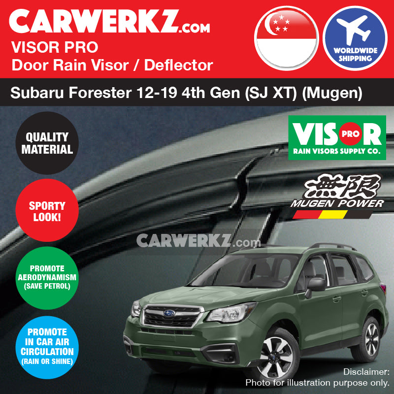 VISOR PRO Subaru Forester 2012-2019 4th Generation (SJ XT) Mugen Style Door Visors Rain Visors Rain Deflector Rain Guard - CarWerkz