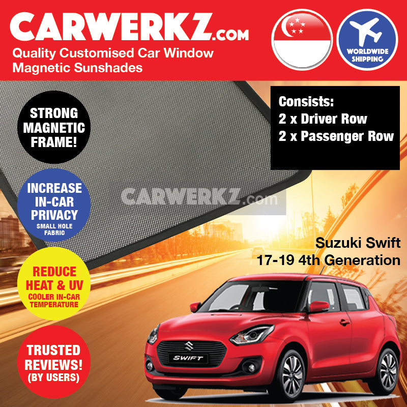 Suzuki Swift 2017-2020 4th Generation (ZC33S A2L) Japan Hatchback Customised Car Window Magnetic Sunshades 4 Pieces